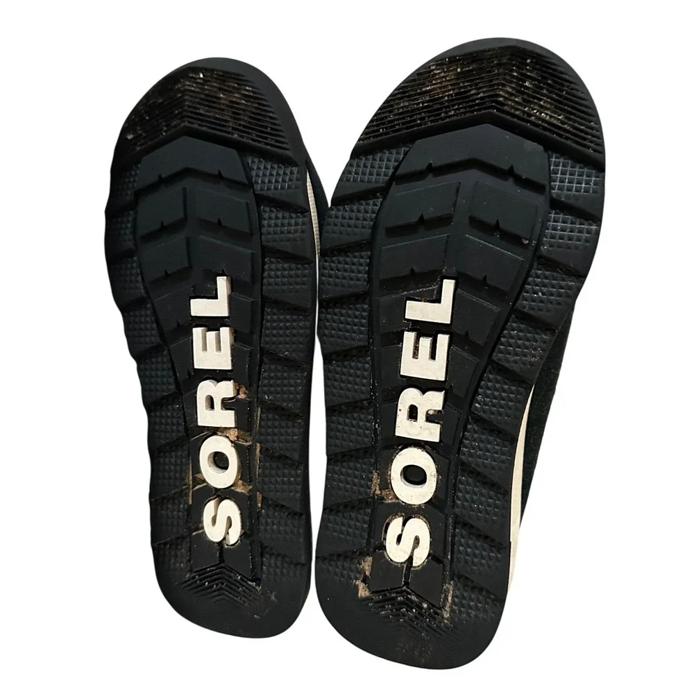 Sorel Youth Whitney II Joan Lace Up‎ Boots Sz 11  Black Suede Fur Lined